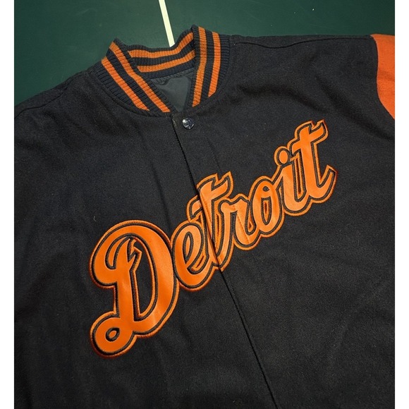 Vintage JH Design Detroit Tigers Reversible Wool Bomber‎ Jacket Men's 2XL XXL - Picture 6 of 16